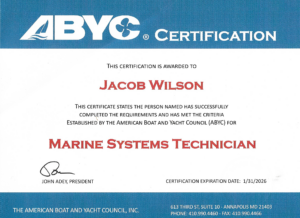 Cert - Jacob Wilson ABYC Systems