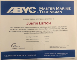 Cert - Justin Leitch ABYC Master Technician